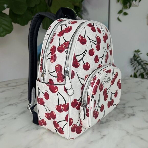 COACH Court Backpack Cherry Print Silver Red Multi-Leather main image 5